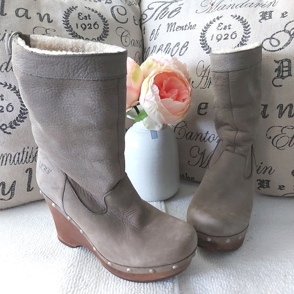 UGG Shoes - UGG Clogs Boots in Taupe - Women's Wedge Boot